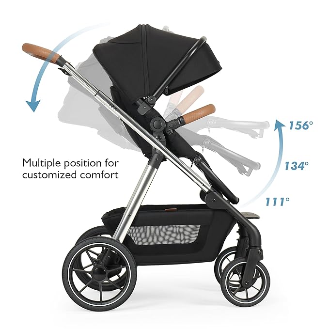 Beberoad Love RX 3-in-1 Baby Stroller, Toddler Stroller, Foldable Infant Stroller, Reversible Toddler Seat with Organizer, Rain Cover, Sunshade & Mosquito 2 in 1 Cover and Large Storage Basket（Black）