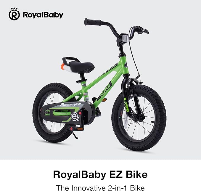 RoyalBaby Kids Bike Freestyle Classic & EZ Balance Pedal Switchable Bicycle, 12 14 16 18 Inch, 3-10 Years Toddler to Big Kids