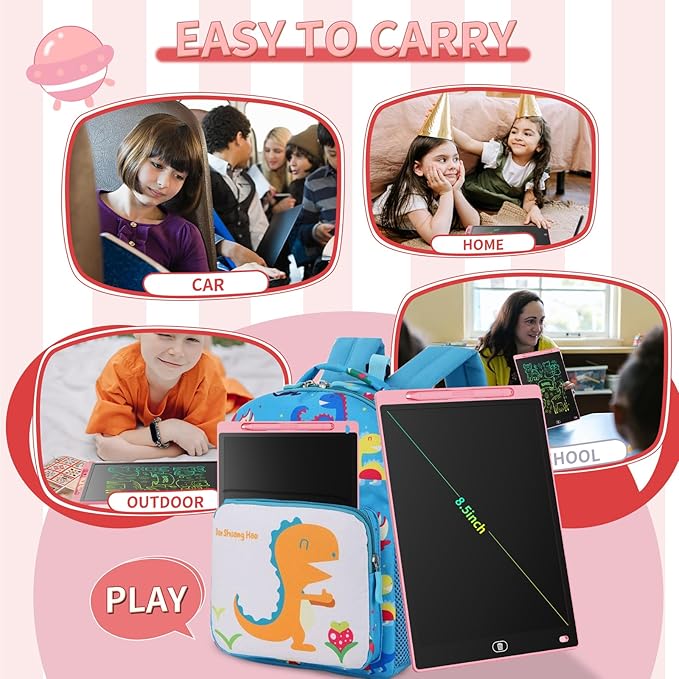[2 Pack] Genialba LCD Writing Tablet 8.5-Inch Colorful Doodle Board, Toddler Learning Educational Toys Gifts for 3-8 Years Old Girls and Boys, Electronic Drawing Pad for Kids (Pink&Purple)