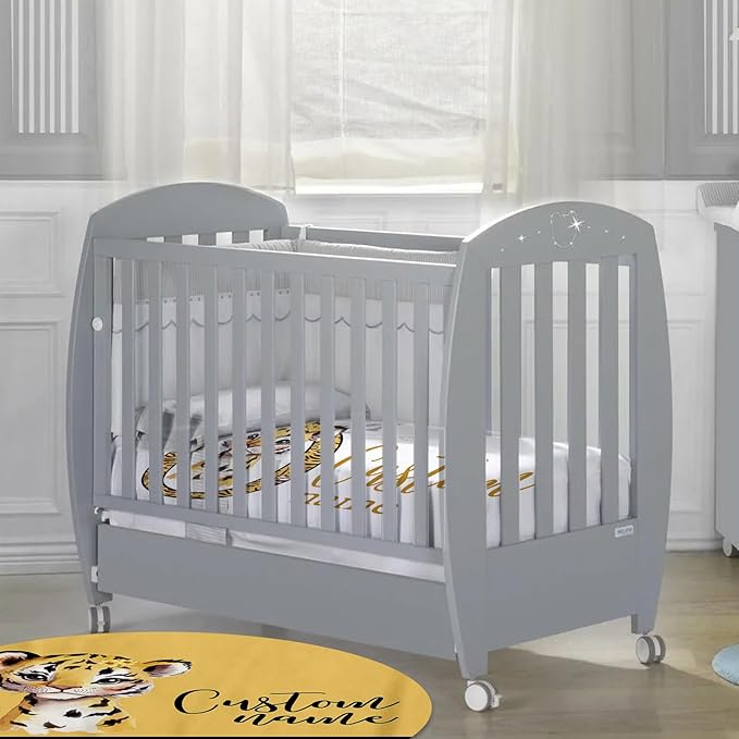Custom Baby Crib Bedding Set, Personalized Name Tiger Design Crib Set 3 Pcs, Soft Double Layer Blanket, Crib Sheet & Room Rug, Ideal Nursery Decor Gift for Baby Girls Boys