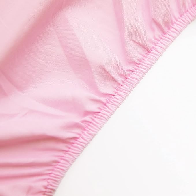 FLXXIE 4 Pieces Toddler Bedding Set, Soft and Breathable Microfiber Crib Sheet Set, Includes Quilted Comforter, Flat Top Sheet, Fitted Sheet, Envelope Pillow Case for Boys and Girls, Pink