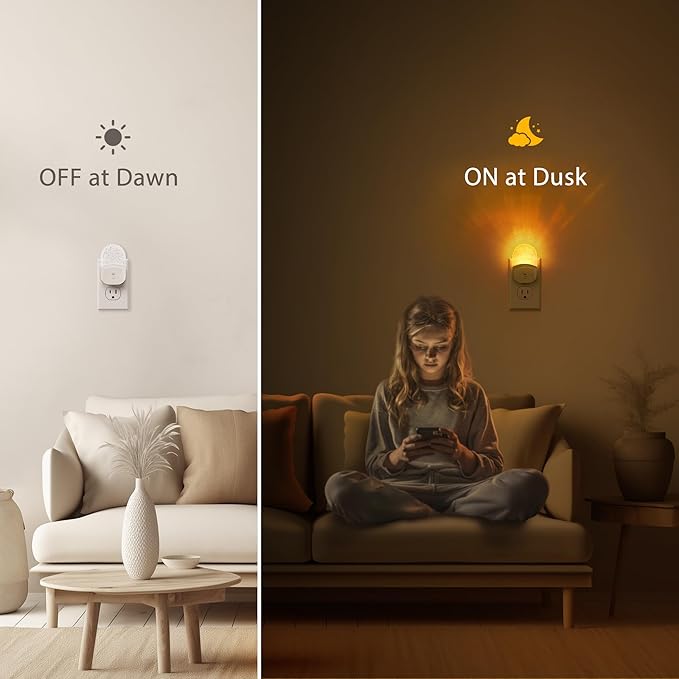 DORESshop Led Night Lights Plug into Wall, 4 Packs Amber Dimmable Dusk to Dawn Night Light for Bedroom, Kids Room, Bathroom