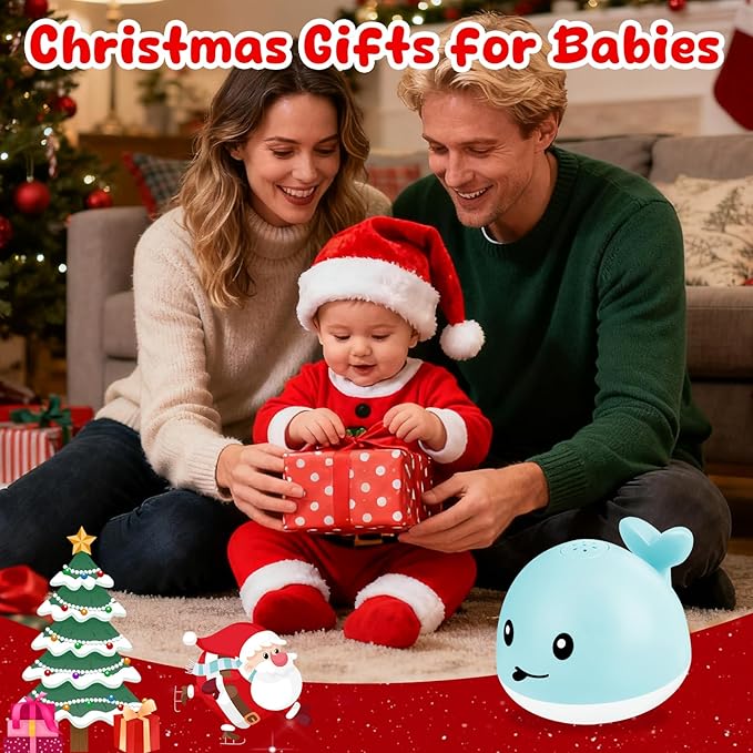 Gigilli Baby Boy Whale Bath Toy - Easy Charging Bath Toys for Kids Ages 1-3 Light Up Bath Fountain Toy 6-12-18 Months Toddler Bath Toy Sprinkler Baby Christmas Stocking Stuffers Birthday Gifts