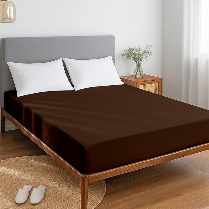 RV Short Queen Mattress Protector Fitted Sheet Style - Waterproof Vinyl Mattress Cover, Breathable, Bed Wetting & Spill Protection, Fits Mattresses up to 11.5" Deep (Chocolate)