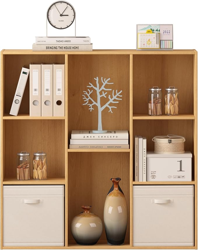Jpiziso 8 Cube Storage Organizer, Wooden Cube Shelves with Closed Back Panel, Reversible Bookcase, Cubes Closet Organizer for Home, Living Room, Kids Room, Office, Bedroom, Study, Hallway