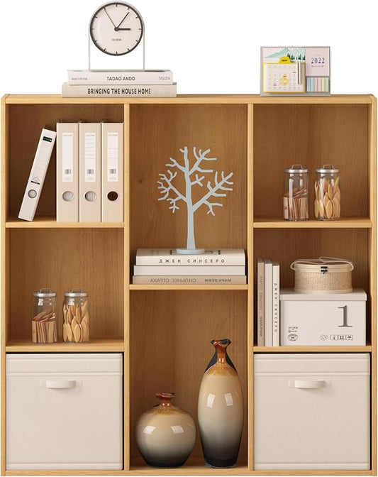Jpiziso 8 Cube Storage Organizer, Wooden Cube Shelves with Closed Back Panel, Reversible Bookcase, Cubes Closet Organizer for Home, Living Room, Kids Room, Office, Bedroom, Study, Hallway