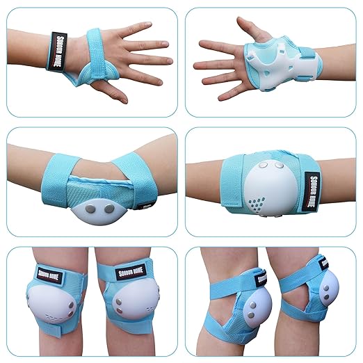 Kids/Youth Knee Pads Elbow Pads Wrist Guards 3 in1Protective Set, for 3-15 Years Child Roller Skates, Cycling, Inline Skating, Skateboard, BMX Bike, Balance Bike, Scooter Riding Sports