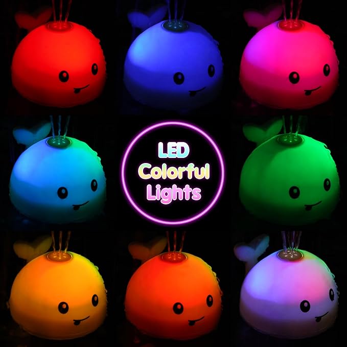 Gigilli Baby Girl Whale Bath Toy, Easy Charging Bath Toys for Kids Ages 1-3 Light Up Bath Fountain Toy 6-12-18 Months Toddler Bath Toy Sprinkler Baby Christmas Stocking Stuffers Birthday Gifts