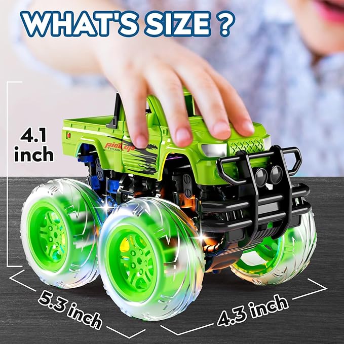 Monster Trucks Toys for Toddlers Boys: Light-up Wheels for Kids Age 2-4 Years Old,Toy Car for Kid Ages 3-5,Boy Cars to 3-6,Toy Truck for Toddler 1-3,Jam Birthday Gift for Children 1-3