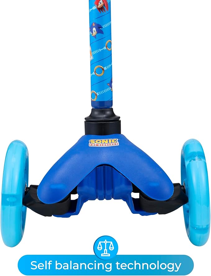 Self Balancing Kick Scooter with Light Up Wheels, Extra Wide Deck, 3 Wheel Platform, Foot Activated Brake, 75 lbs Limit, Kids & Toddlers Girls or Boys, for Ages 3 and Up