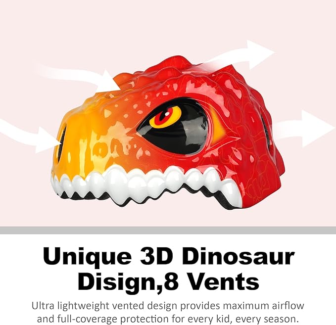 Toddler Kids Bike Helmet,3D Dinosaur Helmets for Boys Girls Infant/Baby to Children 1/2/3/4/5/6/7/8 Years Old Lightweight Adjustable Multi-Sports Bicycle Scooter Skateboard Skating Cycling