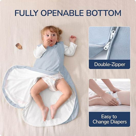 1.0 Tog 2.5 Tog Baby Sleep Sack, 100% Cotton Baby Sleeping Bag 3-24M, 2-Way Zipper Baby Wearable Blanket
