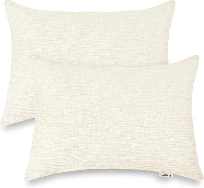 Toddler Pillowcases for 14"x20" Pillow 2 Pack, Muslin Small Toddler Baby Kids Travel Pillow Covers for Boys Girls with Envelope Closure (Pale Yellow, 14 x 20 Inch)