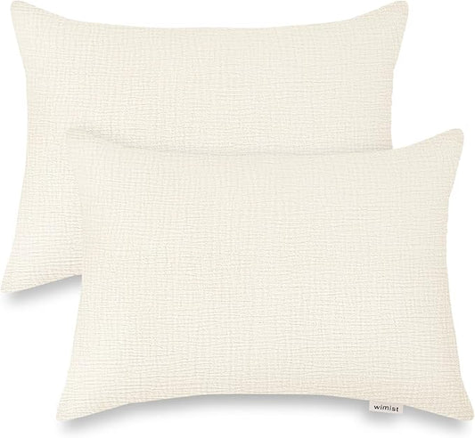 Toddler Pillowcases for 14"x20" Pillow 2 Pack, Muslin Small Toddler Baby Kids Travel Pillow Covers for Boys Girls with Envelope Closure (Pale Yellow, 14 x 20 Inch)