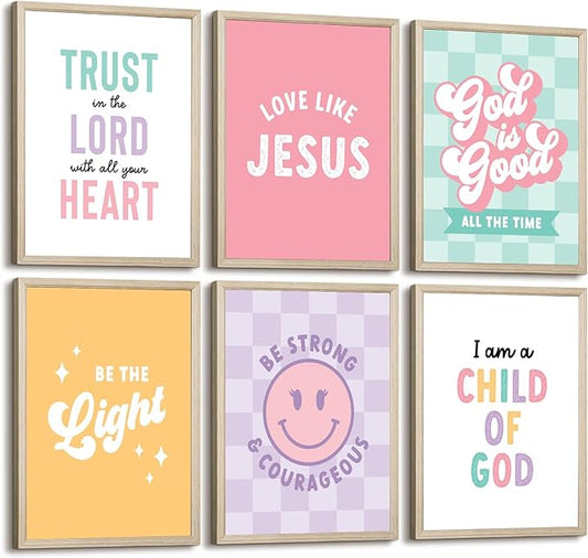 Christian Nursery Wall Art Decor Bible Verses Posters Girl Nursery Canvas Wall Decor kids room Prints Religious Scripture Pictures Modern Christian Artwork for Girls Bedroom 12x16x6 Inch Framed