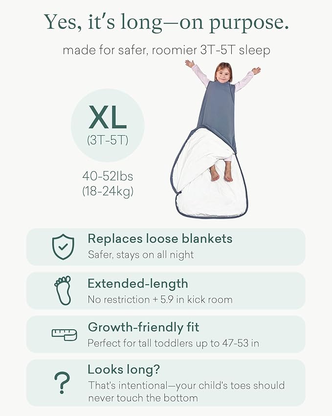 PurComfy Extra-Long Toddler Sleep Sack, Premium Bamboo Viscose Winter Sleeping Bag Supersoft 2.5 TOG Heavy Wearable Blanket 3T-4T-5T