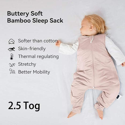 BubblePanda Rayon Made From Bamboo Toddler Sleep Sack with Feet 3t-4t Months 2.5 Tog Winter Ultra Soft Warm Baby Sleep Bag Walker Quilted Thick Wearable Blanket with Legs 2-Way Zipper