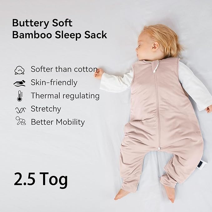 BubblePanda Rayon Made From Bamboo Toddler Sleep Sack with Feet 24-36 Months 2.5 Tog Winter Ultra Soft Warm Baby Sleep Bag Walker 2t-3t Quilted Thick Wearable Blanket with Legs 2-Way Zipper
