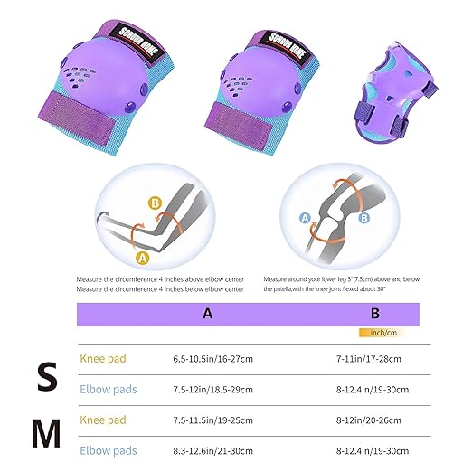 Kids/Youth Knee Pads Elbow Pads Wrist Guards 3 in1Protective Set, for 3-15 Years Child Roller Skates, Cycling, Inline Skating, Skateboard, BMX Bike, Balance Bike, Scooter Riding Sports