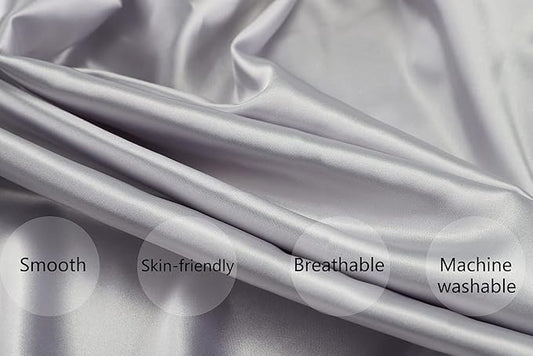 Satin Pack n Play Sheet Set 2 Pack Ultra Soft Silk Fitted Mini Crib Sheets Playard Sheet Protect for Baby Hair and Skin, Grey & Navy