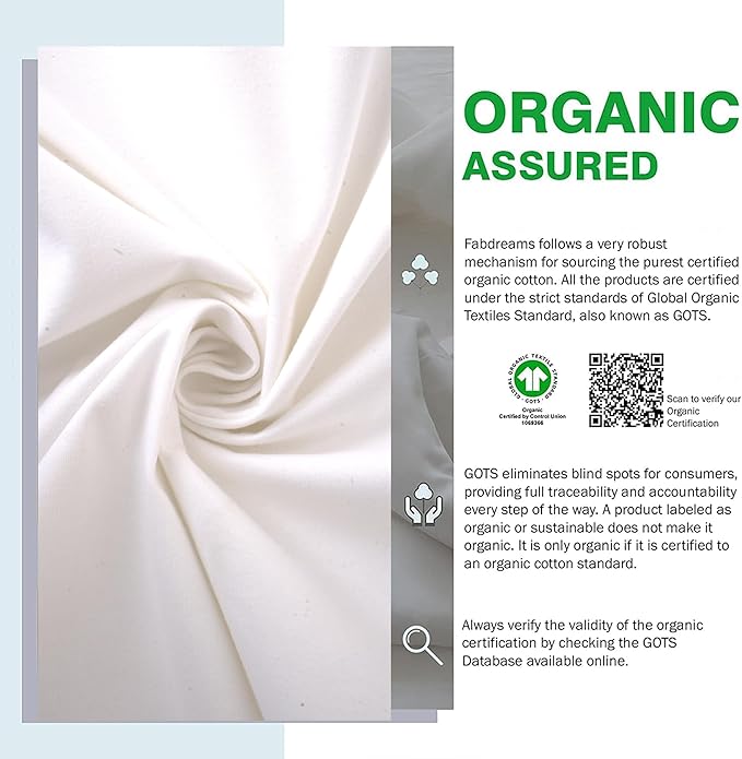 FABDREAMS Organic Waterproof Pillow Protector Set Queen Size | Pillow Cover Set of 2 | Pillow Encasement Set of 2 | Temperature Regulating | Breathable | Queen | 20” X 30” | White