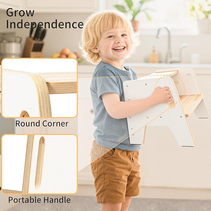 Wingyz Toddler Step Stool,Height-Adjustable Wooden Step stools for Kids with Handles,2 Stepstool for Toddlers,Bathroom Sink, Kitchen, Bedroom,Potty Training