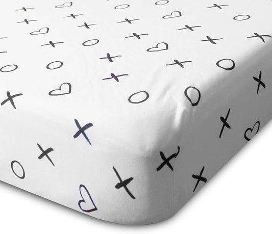 Milky Chic GOTS Fitted Baby Crib Sheet, Breathable 100% Organic Cotton Mattress Sheet for Boys and Girls, Fits Standard Size Mattresses, 52x28x9 inches (White, Pack of 1)