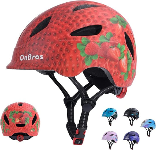 Kids Bike Helmet, OnBros Kid Bicycle Helmet for Girls and Boys with Light Lightweight Kids Helmets Certified Toddler Helmets for Kids 3-5-8-10 Age (46-50-55 cm)
