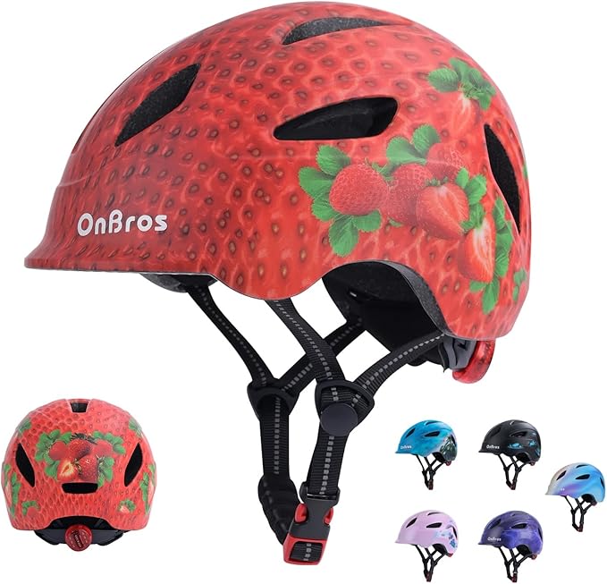 Kids Bike Helmet, OnBros Kid Bicycle Helmet for Girls and Boys with Light Lightweight Kids Helmets Certified Toddler Helmets for Kids 3-5-8-10 Age (46-50-55 cm)