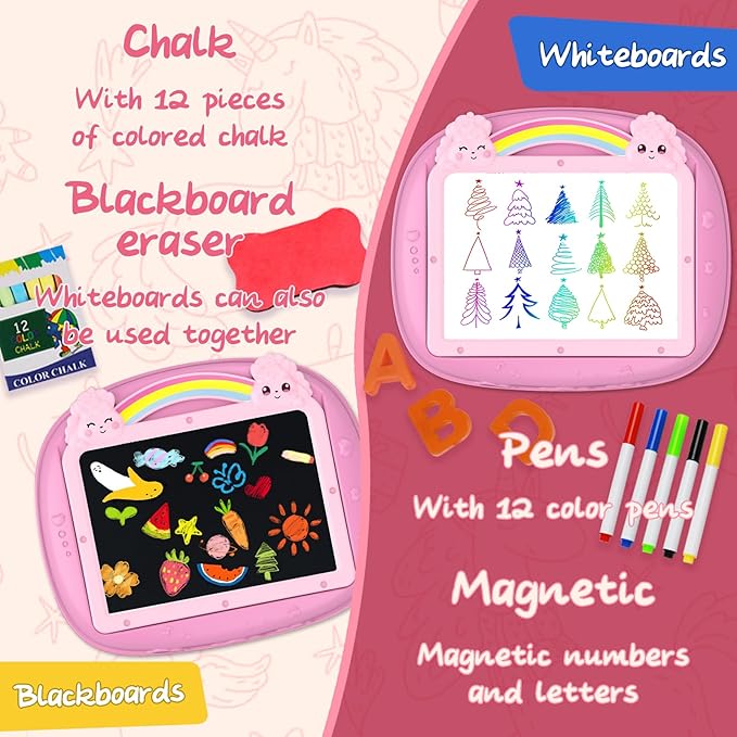 Gifts for 1-2 Year Old Girls, Toddlers Unicorn Toys with Magnetic Letters and Numbers, Portable Preschool Learning and Educational Toys for 1-2 Year Old Toddler Girl Birthday Christmas Gifts(Pink)
