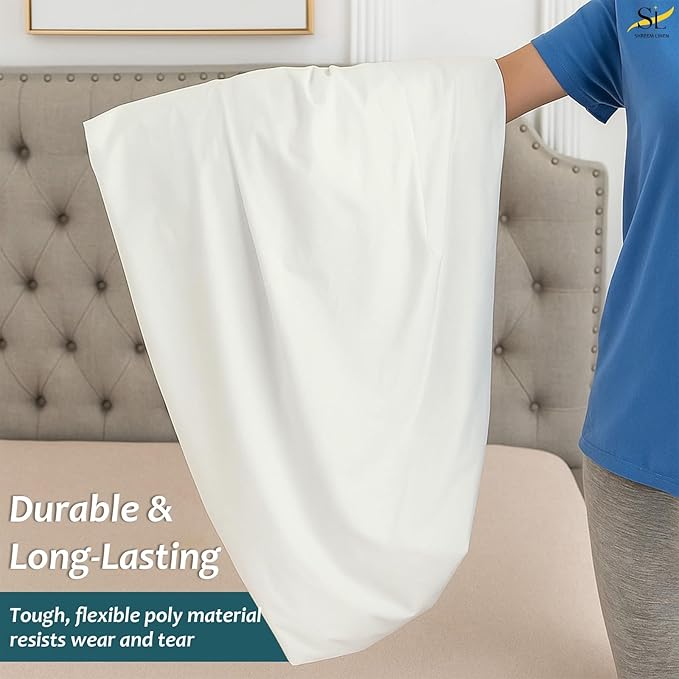 Plastic Hospital Bed Mattress Protector Fitted Sheet Style 36x80 - Waterproof Vinyl Mattress Cover, Breathable, Bed Wetting & Spill Protection, Fits Mattresses up to 9" Deep (Ivory)