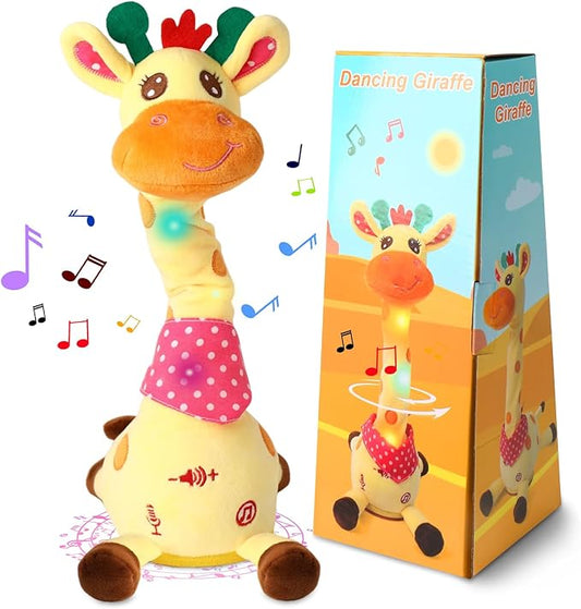 Dancing Talking Giraffe Toy, Stuffed Animal Baby Toy Repeating What You Say, Glowing Musical Electronic Giraffe Gifts for Toddlers 1-3 Years Old (Giraffe)