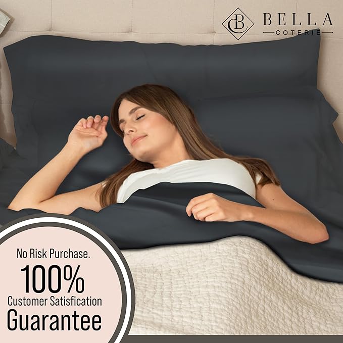 Bella Coterie Luxury Bamboo Viscose King Size Flat Sheet | 100% Organically Grown | Ultra Soft | Cooling for Hot Sleepers [Charcoal Grey]
