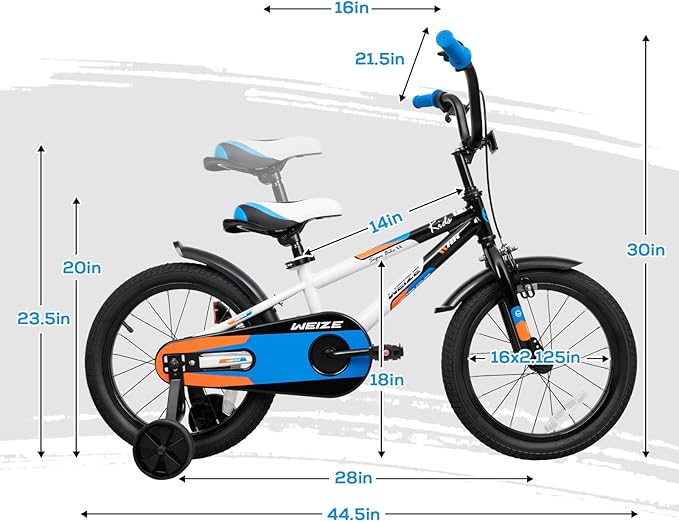 WEIZE Kids Bike, 16 20 Inch Children Bicycle for Boys & Girls Ages 4-12 Years Old, Rider Height 41-62 Inch, Adjustable Seat & Handlebars, Coaster Brake, Multiple Color Options