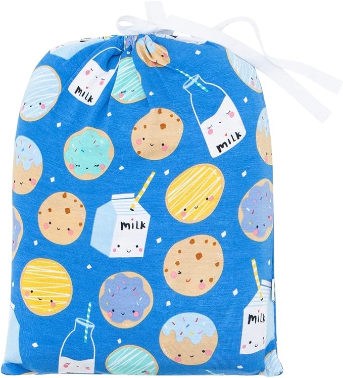 Little Sleepies Baby Crib Sheets, Buttery Soft Viscose from Bamboo Crib Sheets for Boys & Girls, Toddler Bed Sheet, Standard Crib Mattress Sheet, Super Stretchy & Elasticized (Blue Cookies & Milk)