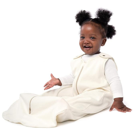 Baby Deedee Cotton Sleep Nest Basic Sleeping Sack, Baby Sleeping Bag Wearable Blanket, Newborn and Infants, Almond Cream, Small (0-6 Months)