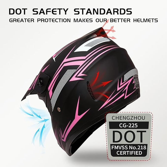Youth Kids Motocross Helmet, Adult ATV Dirt Bike Helmet with Goggles Gloves & Mask Quick, Full Face Motorcycle Helmet with Quick Release Buckle DOT Certified