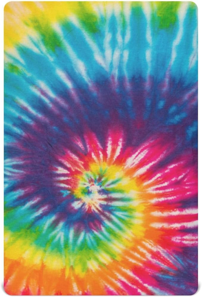 Tie Dye Rainbow Crib Sheets Soft Breathable Fitted Baby Playard Sheets Mattress Cover for Girl Boys, 39" x 27" x 5"