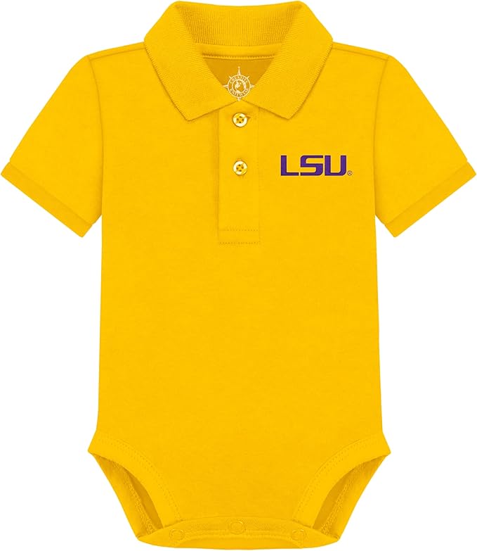 Creative Knitwear College Baby Polo Bodysuit Solid - Team Logo, Multiple Colors, for Boys & Girls (0-12 Months)