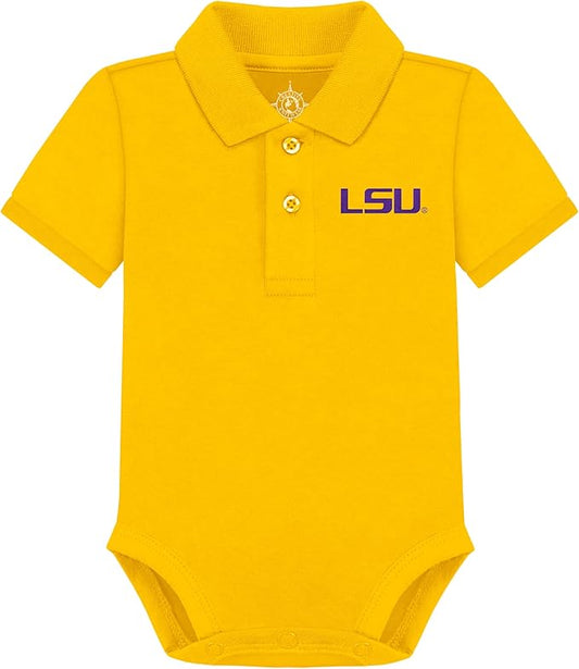 Creative Knitwear College Baby Polo Bodysuit Solid - Team Logo, Multiple Colors, for Boys & Girls (0-12 Months)