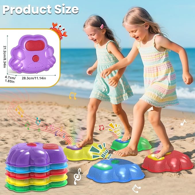 Palotix Light Up Stepping Stone for Kids: Sensory Motor Skill Toys for Active Toddler Obstacle Course Play - 5 Packs Durable Outdoor & Indoor Balance Toy - Great Gift for Boys Girls Ages 3 4 5 6 7