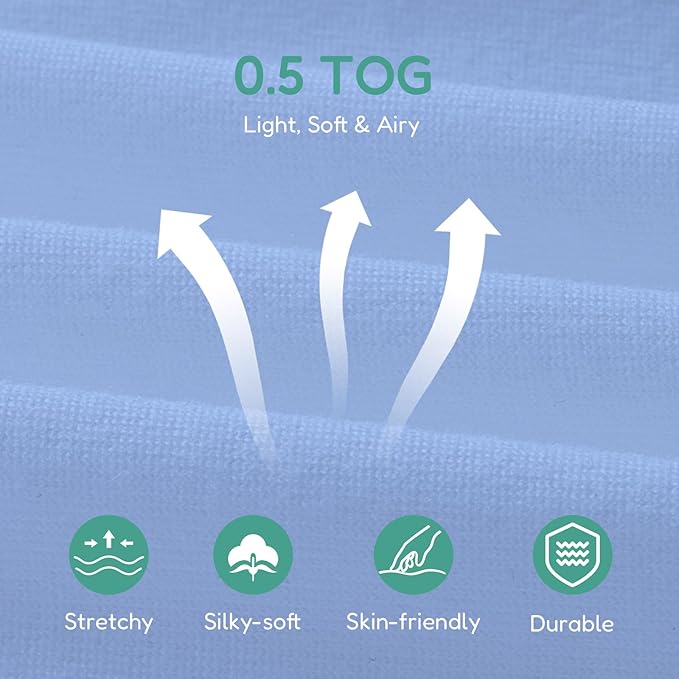 Baby Sleep Sacks Lightweight, Soft & Breathable 0.5 TOG Wearable Blanket with Zipper, 3-Pack 0-3-6-12-24-4T