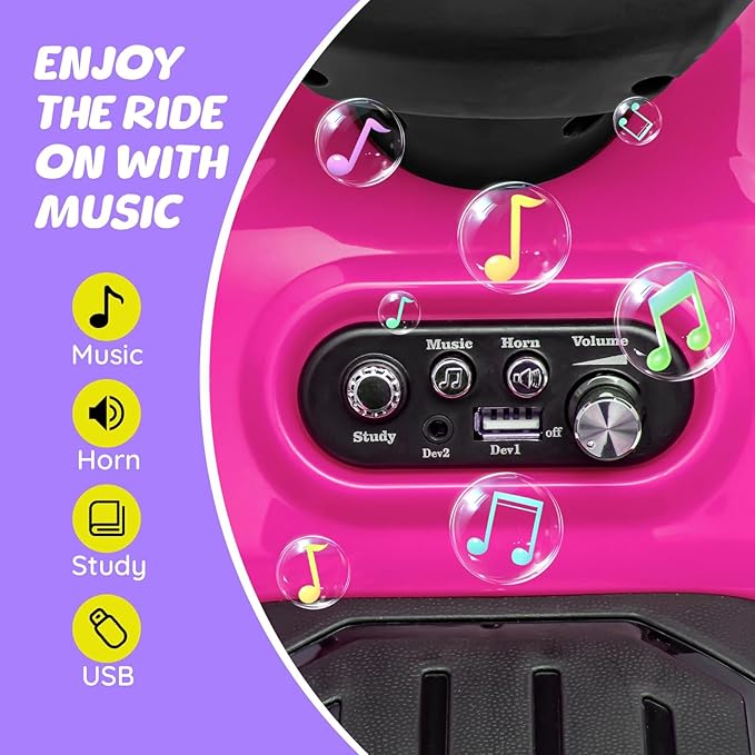 ATV for Kids, 6V Battery Powered Toddler 4 Wheeler w/Music, Light, 1.2mph Max Speed, Kids ATV 4 Wheeler for Toddlers Aged 1.5-3 Years Old, Pink
