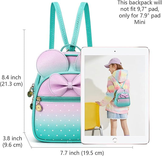 KL928 Girls Mini Backpack Bowknot Polka Dot Cute Small Daypacks Convertible Shoulder Bag Purse for Women