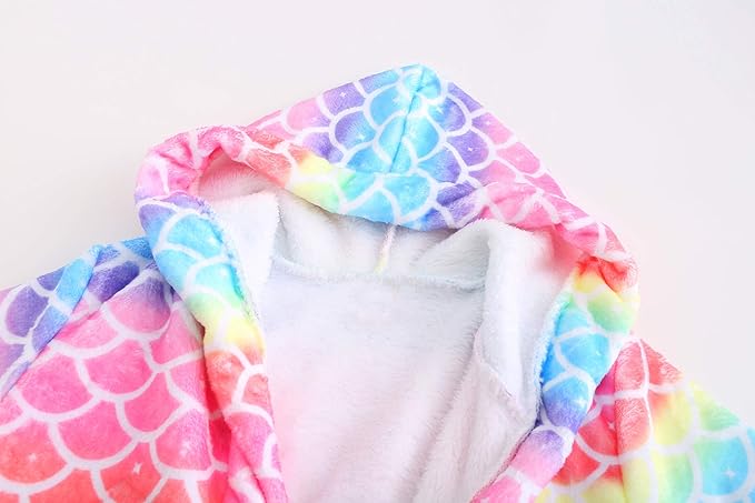 Jxstar Girls Bathrobes Kids Hooded Robes Plush Fleece Pajamas Soft Coral Sleepwear