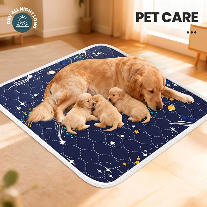 Bed Wetting Pads for Kids & Toddlers, 5 Layer Waterproof Washable Pee Pads, Potty Training Mattress Protector, Absorbent Chuck Pads Non Slip for Kids, Hospitals, Pets, Senior - 40" X 60" Blue, 1 Pack