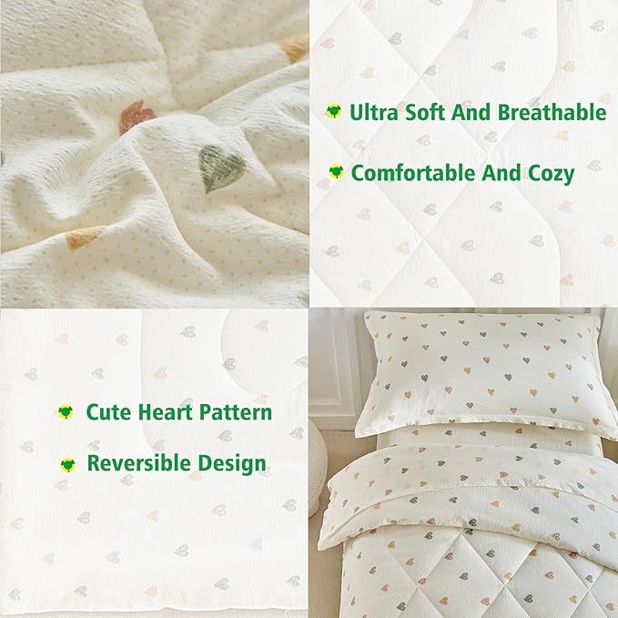DuShow White Star Toddler Bedding Set,4 Pieces Reversible Toddler Comforter Set,Ultra Soft Crib Bed Set for Girls and Boys,Including Comforter,Sheets and Pillowcase