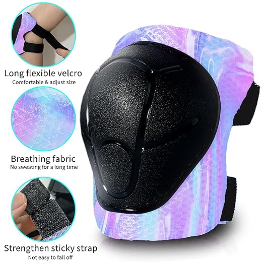 Gradient Color Kids Protective Gear Set Knee Pads for Kid 2-14 Years,W/ Adjustable Strap Kids/Youth Knee Pads Elbow Pads Wrist Guards Set for Inline Roller Skates,Cycling,BMX Bike,Skateboard,Scooter