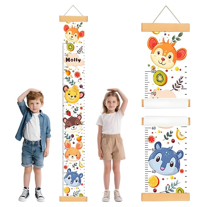 Height Growth Chart, Canvas Height Chart for Kids Baby, Hangable and Removable Growth Chart for Wall Room Nursery Decor, Toddler Height Wall Chart for Baby Room