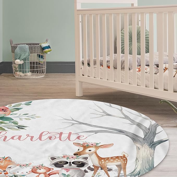 Personalized Baby Crib Bedding Set: 4 Piece Custom Sika Deer & Fox Pattern Crib Bed Set with Name, Nursery Bedding Set for Baby Girls, Newborn Boys Crib Sets, Crib Bedding Custom Gift, Crib Sheet